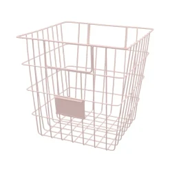 Panier de rangement filaire carré en métal rose
