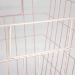 Panier de rangement filaire carré en métal rose