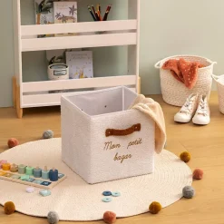 Panier de rangement Fluffy blanc 29x29cm - Atmosphera