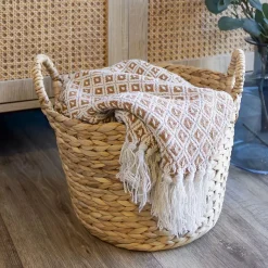 Panier de rangement jacinthe d'eau naturelle 26 x 34,5 x 30 cm