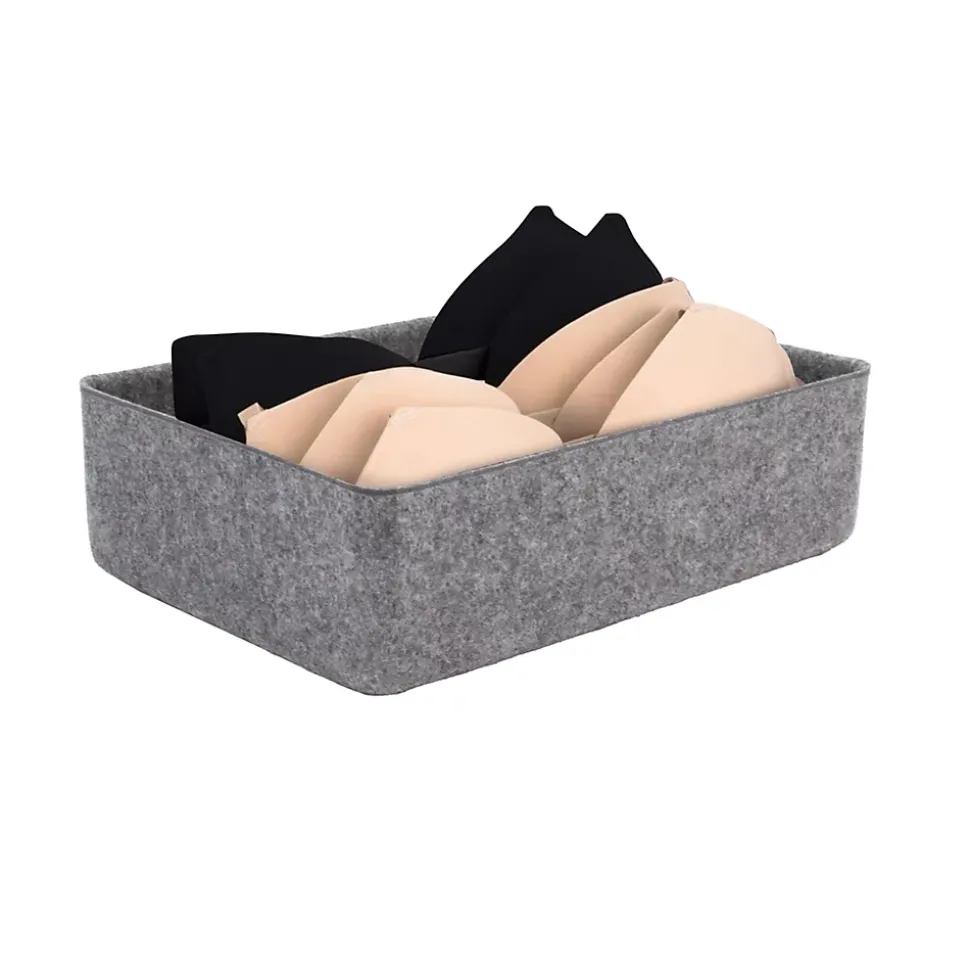 Panier de rangement rectangle en feutre gris, taille M Box & Beyond