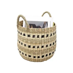 Panier de rangement rond jonc de mer tressé Box & Beyond