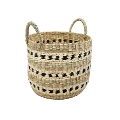 Panier de rangement rond jonc de mer tressé Box & Beyond