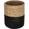 Panier de rangement rond et opaque, osier et noir vendu par 3 pièces