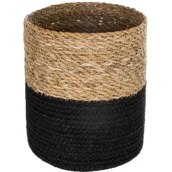 Panier de rangement rond et opaque, osier et noir vendu par 3 pièces