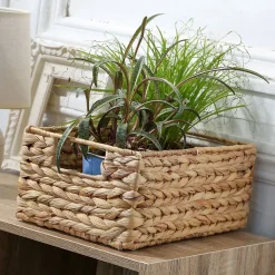 Panier en jacinthe d'eau armature métal - hauteur 13 cm