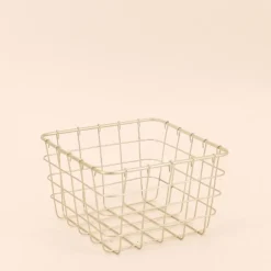 Panier en métal doré quadrillé 15x15cm