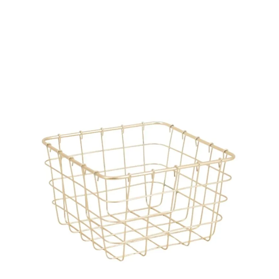 Panier en métal doré quadrillé 15x15cm