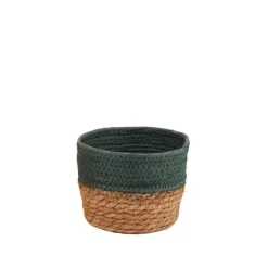 Panier en paille détail vert 15x12cm