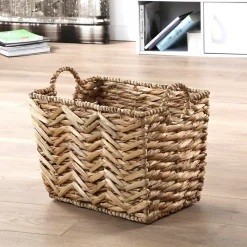 Panier haut en jacinthe d'eau petit modèle - L40xH30 cm