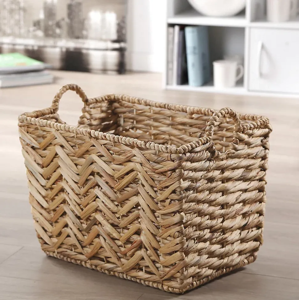 Panier haut en jacinthe d'eau - L46cm x H32 cm
