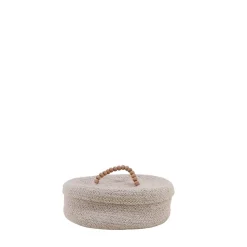 Panier ovale en coton avec couvercle 25x20cm