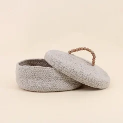 Panier ovale en coton avec couvercle 25x20cm