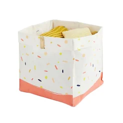 Panier pliable en tissu blanc motif confettis 31 x 31 x 31 cm