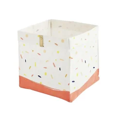 Panier pliable en tissu blanc motif confettis 31 x 31 x 31 cm