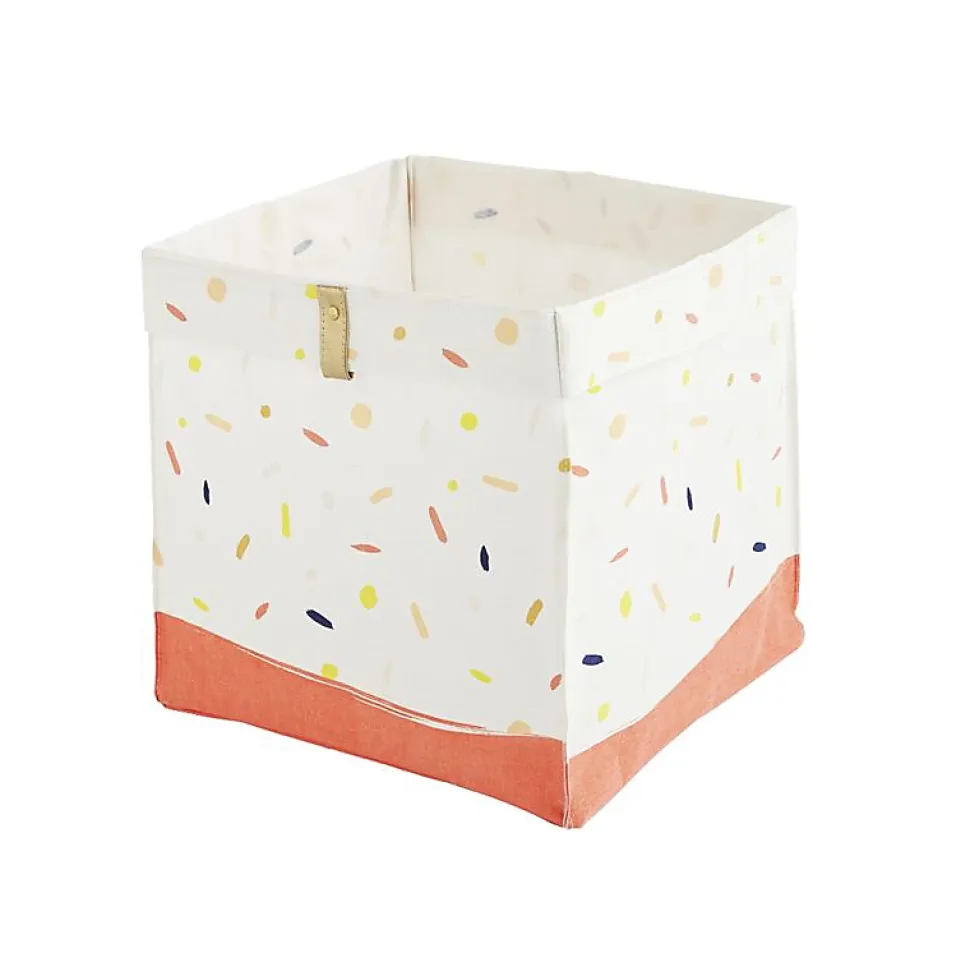 Panier pliable en tissu blanc motif confettis 31 x 31 x 31 cm