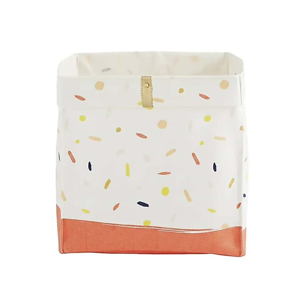 Panier pliable en tissu blanc motif confettis 31 x 31 x 31 cm