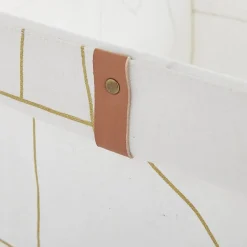 Panier pliable en tissu blanc et doré 31 x 31 x 31 cm