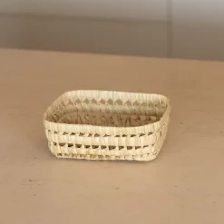 Panier rectangle en feuille de palmier (12x18 cm - Naturel)