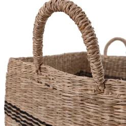 Panier rectangulaire en fibres naturelles Ornami motif horizontal vendu par 3 pièces
