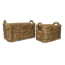 Panier rectangulaire en jacinthe d'eau Ornami marron vendu par 2 pièces