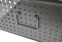 Panier rectangulaire en métal motif cannage noir taille L