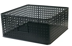 Panier rectangulaire en métal motif cannage noir taille L
