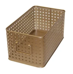 Panier rectangulaire en métal doré motif cannage taille M, Equipstore Création Met