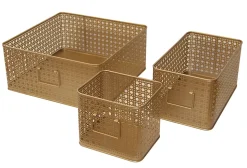 Panier rectangulaire en métal doré motif cannage taille M, Equipstore Création Met