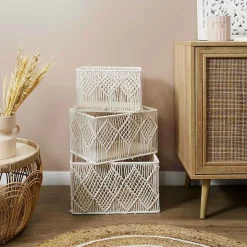 Panier rectangulaire gigogne Boho (Lot de 3)