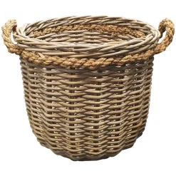 Panier rond en kubu naturel tressé D.46 cm avec anses - SIBU M