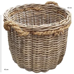 Panier rond en kubu naturel tressé D.46 cm avec anses - SIBU M