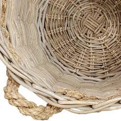 Panier rond en kubu naturel tressé D.46 cm avec anses - SIBU M