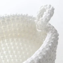 Panier rond maille crochet blanc 12x10cm
