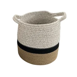 Panier rond multicolore en coton Norasia beige et couleur naturelle taille M