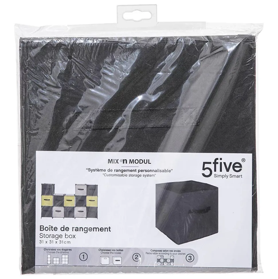 Panier tissu lanière 31x31 cm Noir Mix N' Modul - 5Five