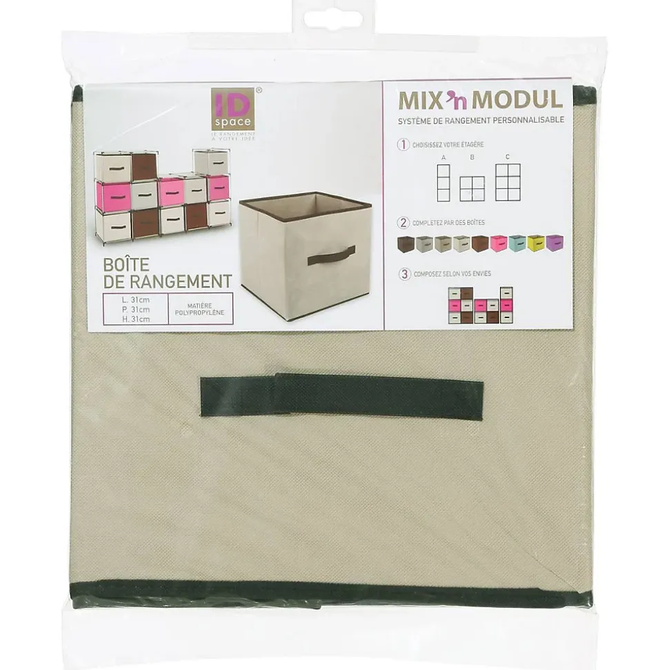 Panier tissu lanière 31x31 cm Beige Mix N' Modul - 5Five