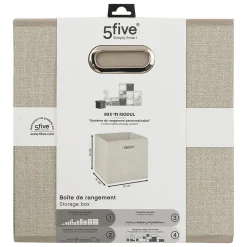 Panier tissu 31x31 cm Beige chiné Mix N' Modul - 5Five