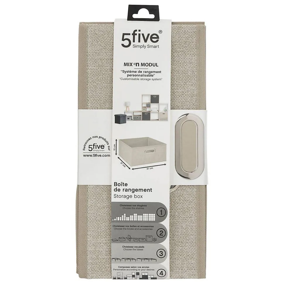 Panier tissu 31x15 cm Beige chiné Mix N' Modul - 5Five
