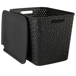 Panier Tressy en plastique noir 28L - Noir- 5five