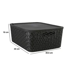 Panier Tressy en plastique noir 15L - Noir- 5five