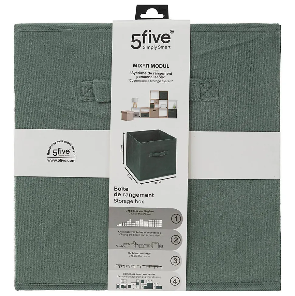 Panier velours 31x31 cm Vert kaki Mix N' Modul - 5Five