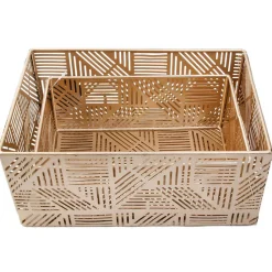 Paniers de rangement en métal ajouré doré (Lot de 2) 21 et 25 cm