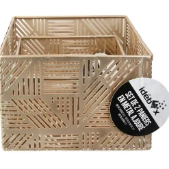 Paniers de rangement en métal ajouré doré (Lot de 2) 21 et 25 cm