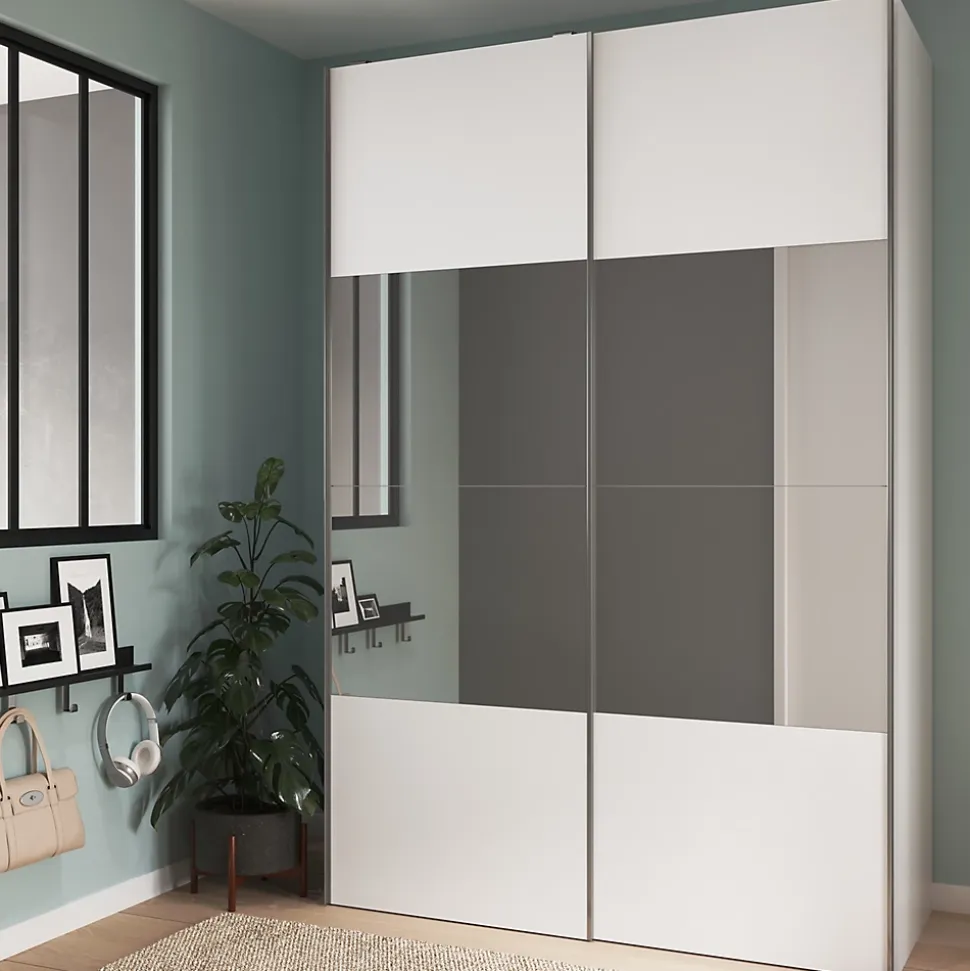 Panneau de portes coulissante blanc GoodHome Atomia H.56 x L.73,7 cm vendu par 3 pièces