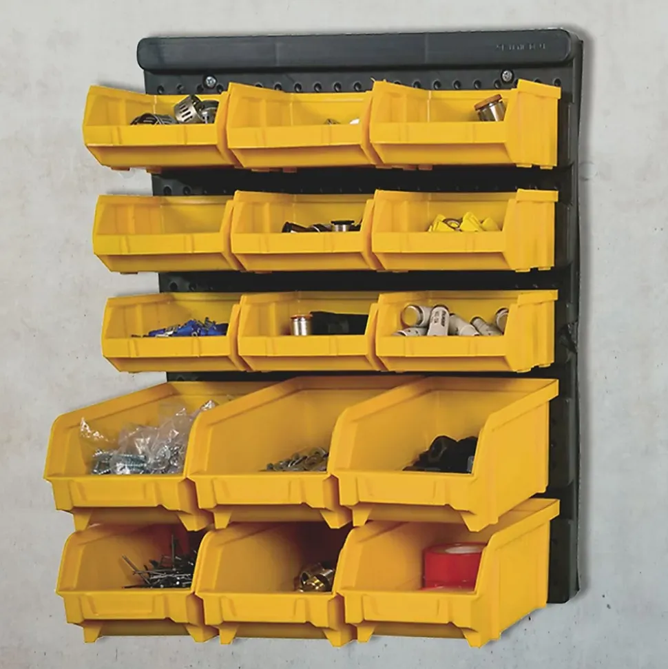 Panneau Porte Outils Mural - 15 Bacs à Becs Amovibles - Rangement et Stockage Outils et Quincaillerie - Art Plast