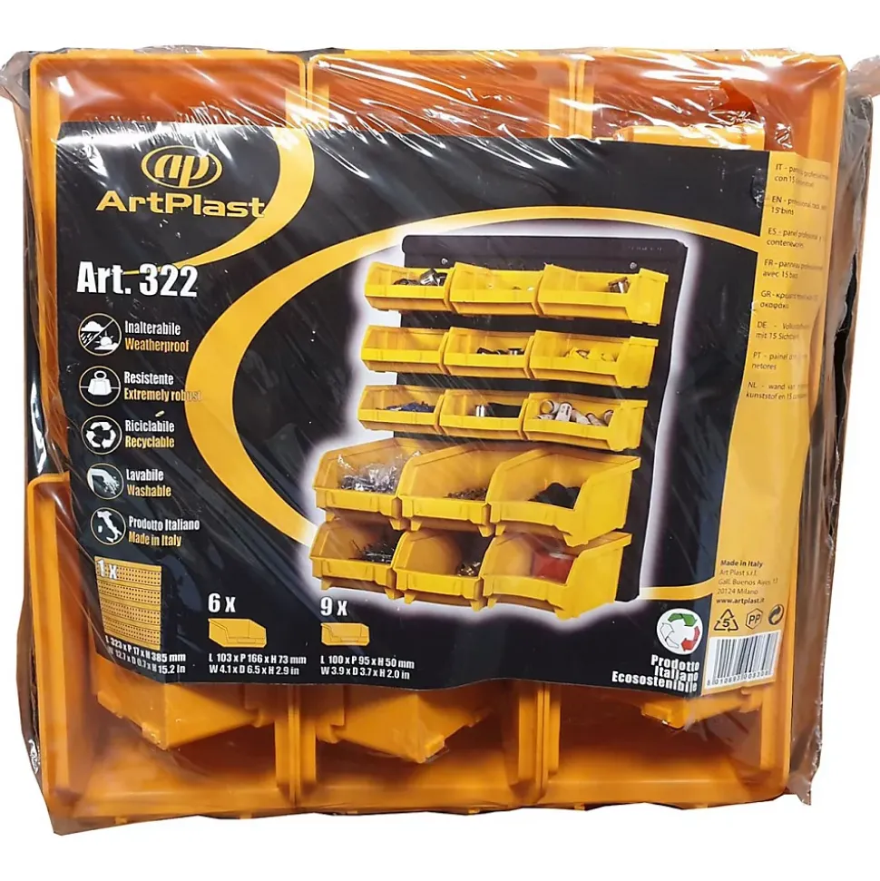 Panneau Porte Outils Mural - 15 Bacs à Becs Amovibles - Rangement et Stockage Outils et Quincaillerie - Art Plast