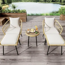 Parasol Double avec Manivelle, 440x270x250 cm, Métal, Crème, pour Terrasse