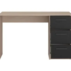 PARISOT Bureau droit 3 tiroirs - Décor chene Brooklyn - L 121,4 x P 55 x H 74.5 cm - ESSENTIELLE