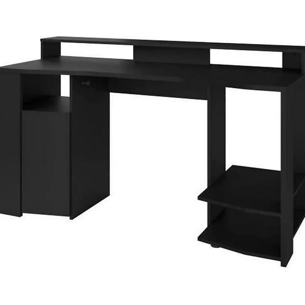 PARISOT Bureau gaming LED - Grande zone de jeu - Noir - L 152 x P 61,5 x H 86,7 cm - GAMER